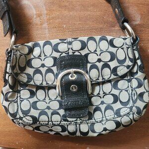 Coach Signature C Jacquard Shoulder Bag - Black & Khaki